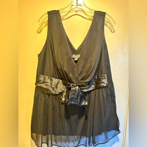 Dress Barn Women Chiffon Black Sleeveless Top, 18W, Plus Size